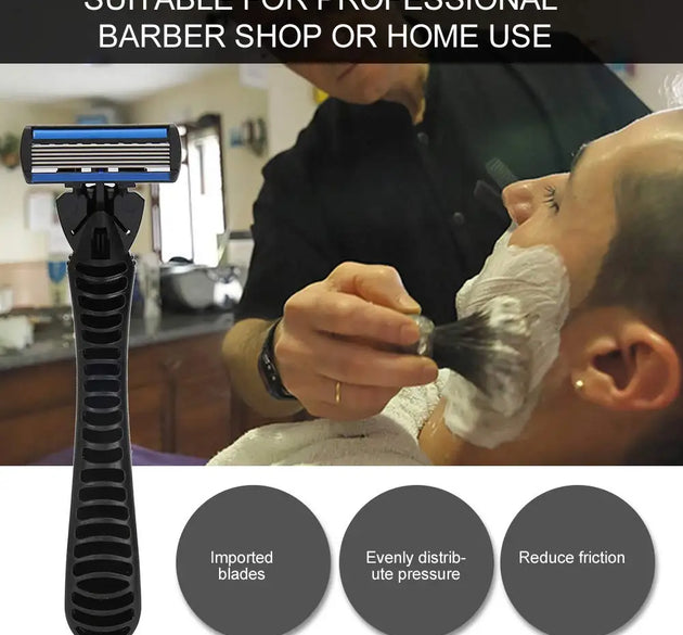 Men’s Manual Razor Handle with 6 Layer Blades for Beard Shaving